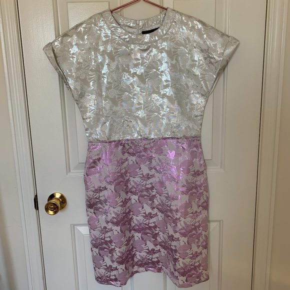 Boohoo Boutique Purple/Ivory Shiny One Piece Dress - Picture 1 of 6